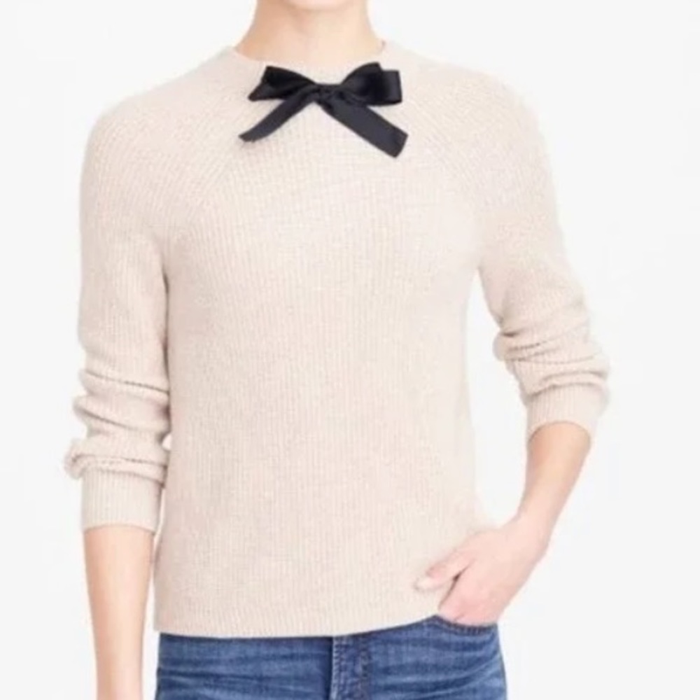 J.Crew Gayle Ribbon Bow Neck Sweater Size Medium